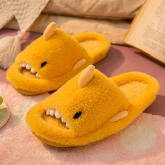 Comwarm Cartoon Shark Wool Slippers For Women