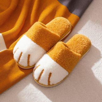 Comwarm Cute Cat Paw Furry Plush Slipper For Women