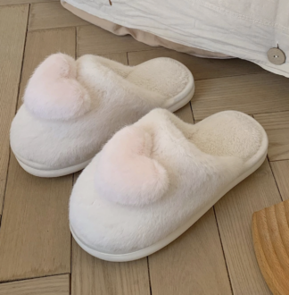 Lovely Girl Heart Plush Cotton Anti-skid Thick Soft Soled Slippers