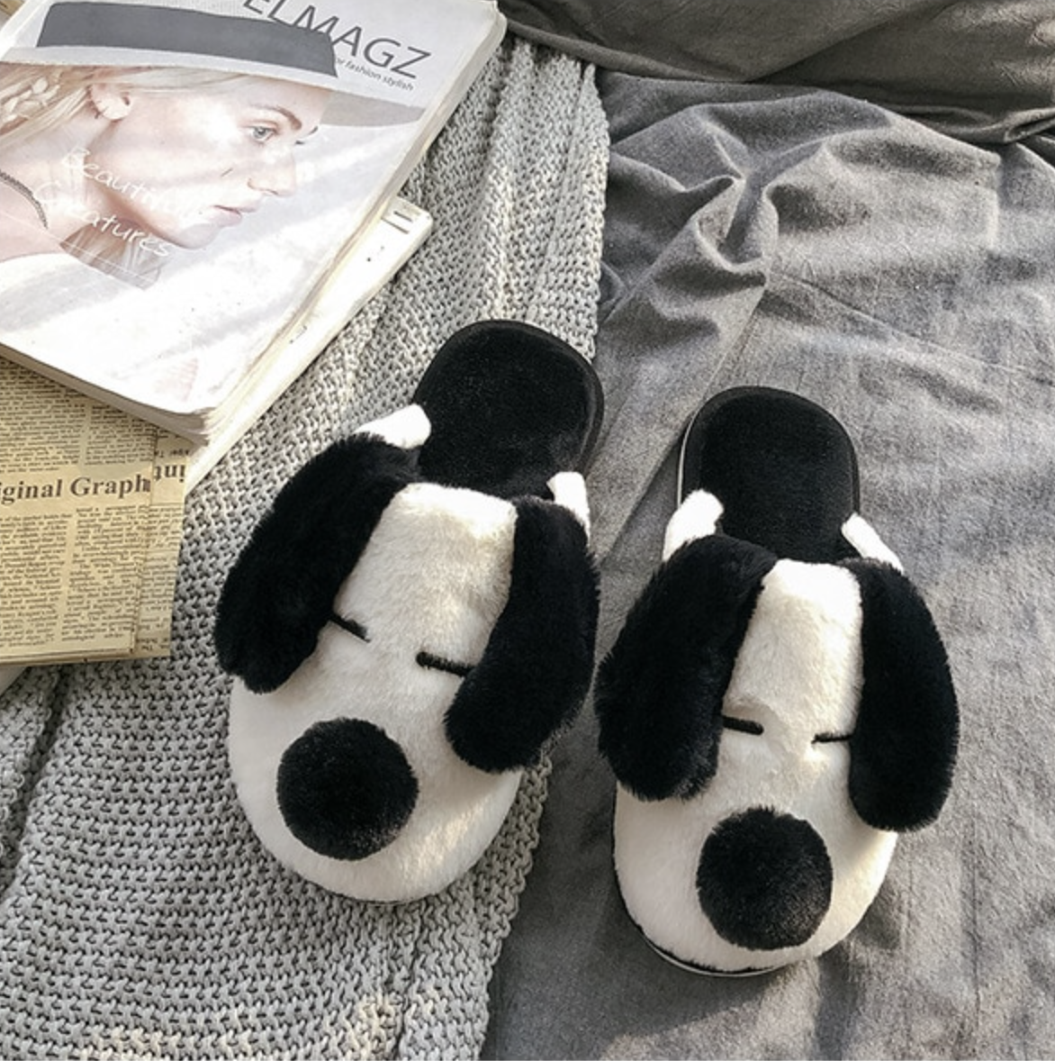 Cute Lovely Cartoon Dog Cotton Home Women's Slippers