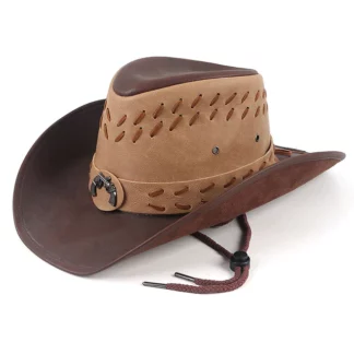 Retro Leather Cappello Cowboy Western Men Hat