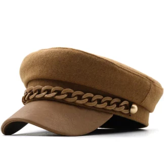 Retro British Style Simple Plain Octagonal Ladies Cap