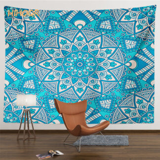Mandala Tapestry Wall Hanging, Light Blue
