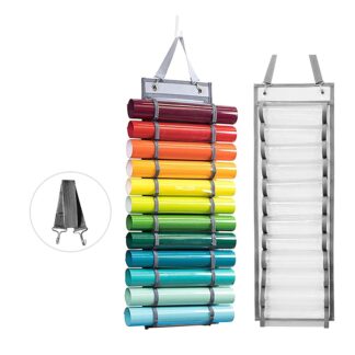 Vinyl Roll Holder Vinyl Storage Organizer Hanging Bag Wall Mount, White, 12 Compartments