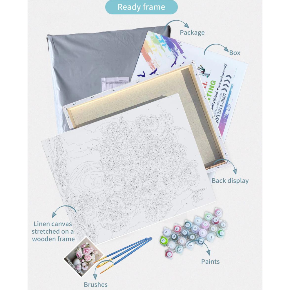 Flowers Canvas Drawing Figure Oil Painting, Roses With Ready Frame - Image 2