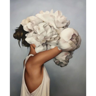 Flowers Girl With Bird Paint By Number, White Flower