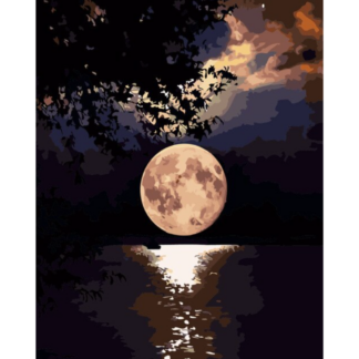 Acrylic Watercolor Paint By Number, Moon Reflection