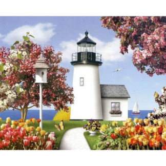 Painting By Numbers Frameless, Bay Lighthouse Oil Painting Picture