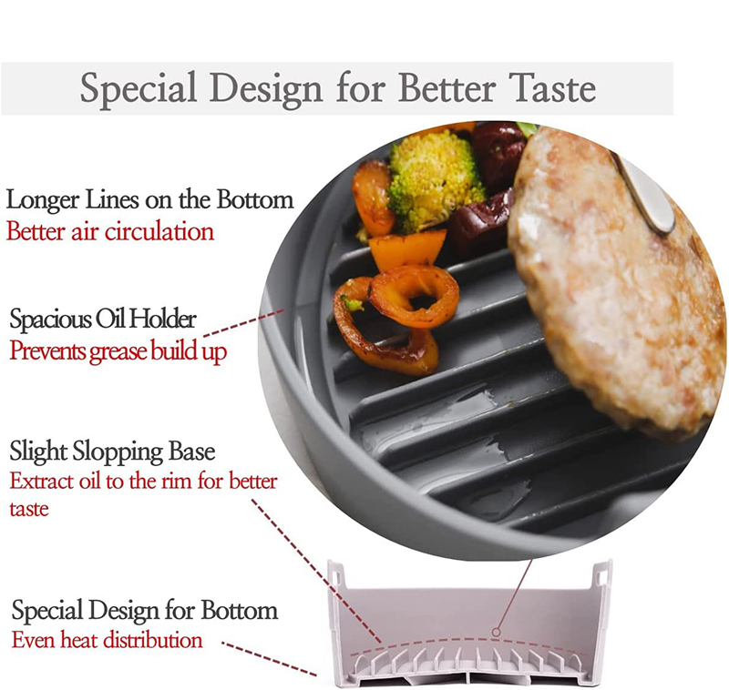 Air Fryer Silicone Basket Round Reusable, Gray - Image 4