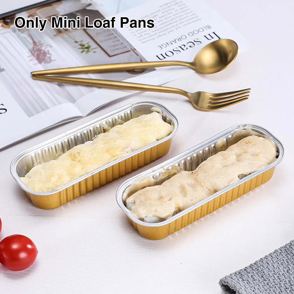 Mini Loaf Baking Pan Rectangle Cupcake, Gold - Image 5