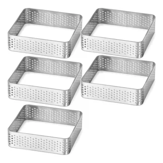 Perforated Tart Ring Stainless Steel Tartlet Molds, Square