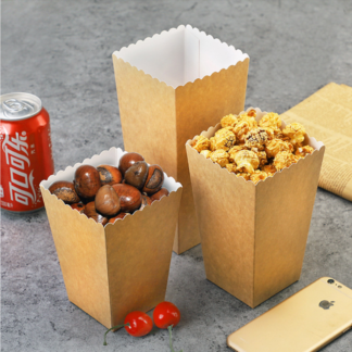 12 Pieces Pure Brown Kraft Popcorn Boxes