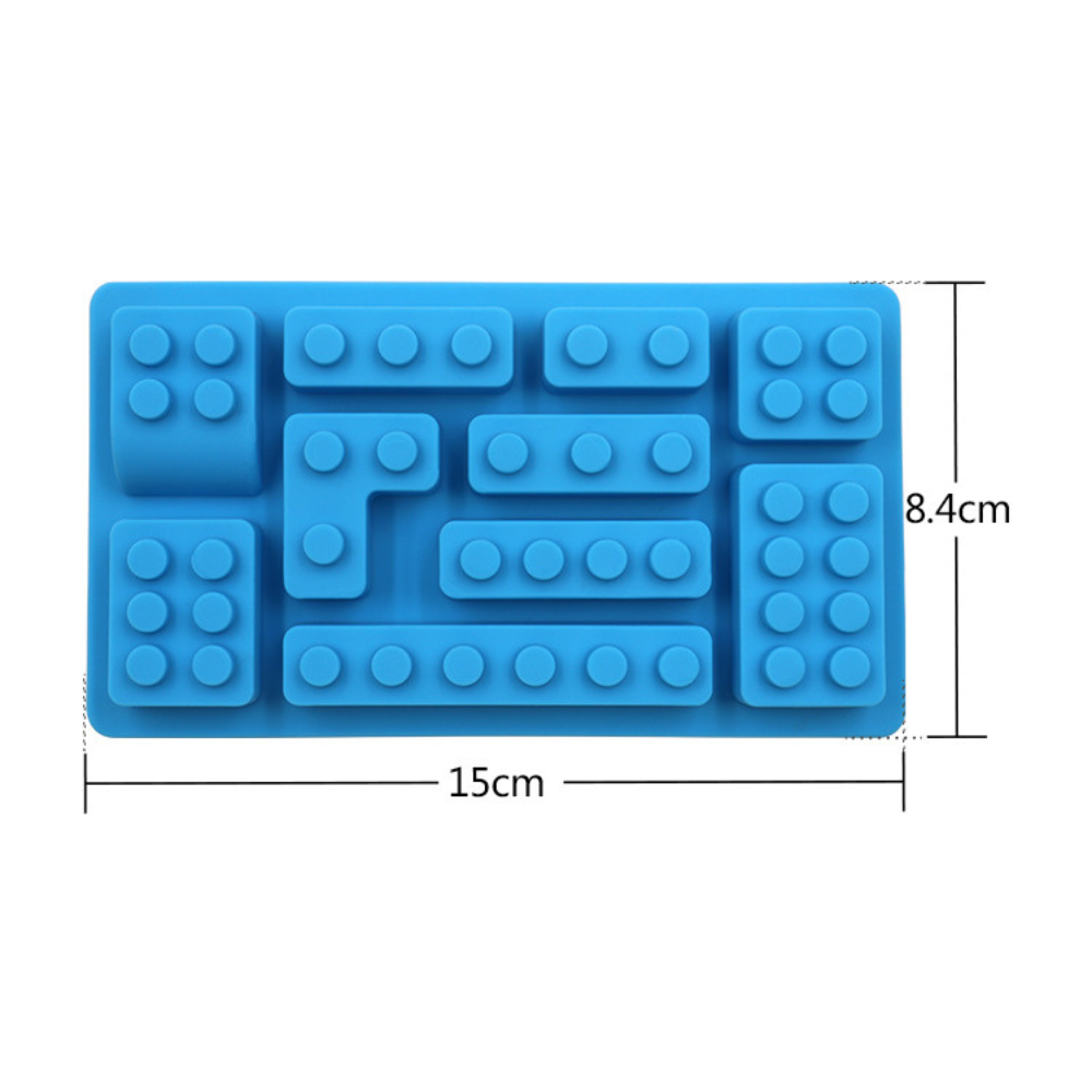 10 Holes Brick Blocks Shaped Rectangular DIY Silicone Mold, Blue - Image 2