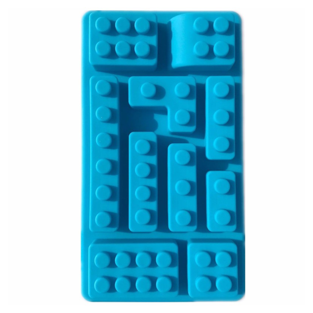 10 Holes Brick Blocks Shaped Rectangular DIY Silicone Mold, Blue