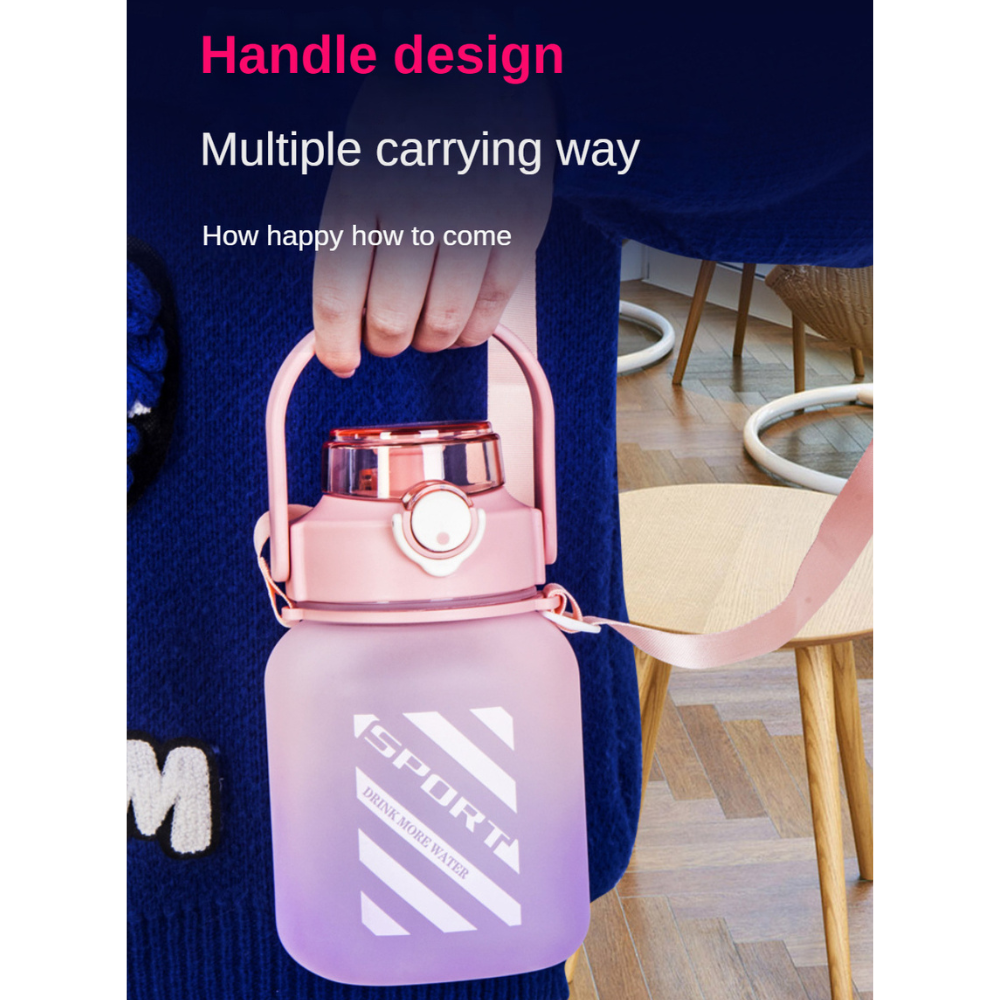 Water Bottle 1.5 Liters With Lid And Straw, Gradual Pink - Image 2