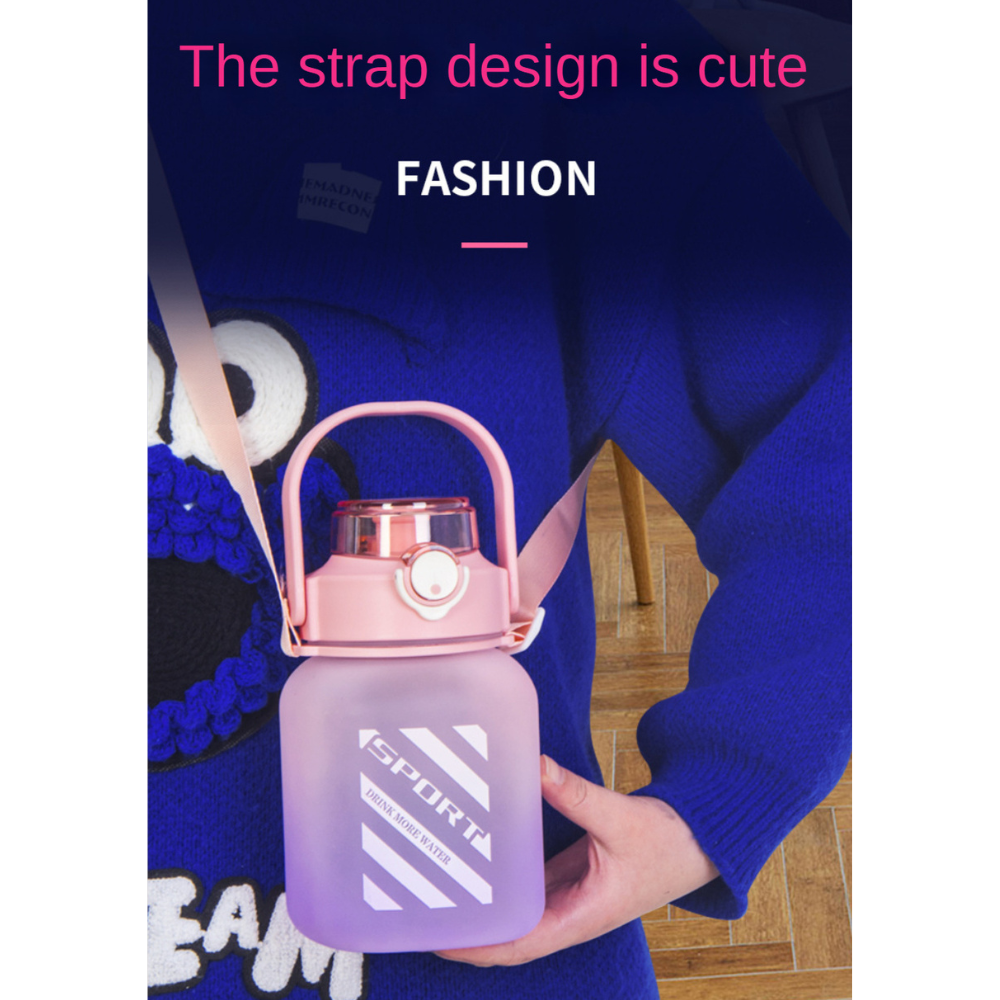 Water Bottle 1.5 Liters With Lid And Straw, Gradual Pink - Image 3