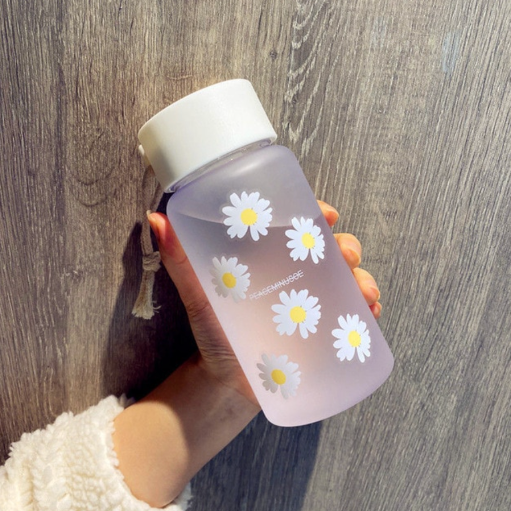Large Mouth Frosted Daisy Portable Hemp Rope Plastic Water Cup