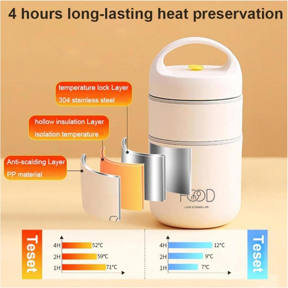 Stainless Steel Lunch Thermos 2-Tier Wall Vacuum Lunch Containers - Image 5