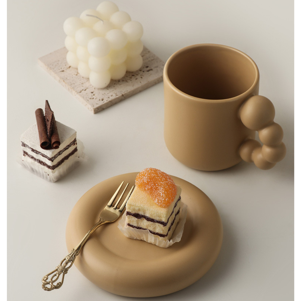 Creative Handmade Rotating Ball Handle Mug, Cream - Image 2