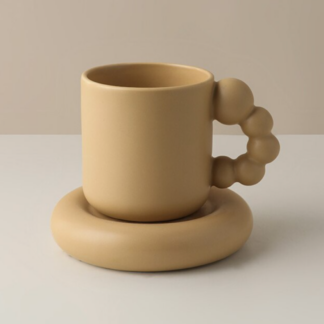 Creative Handmade Rotating Ball Handle Mug, Cream