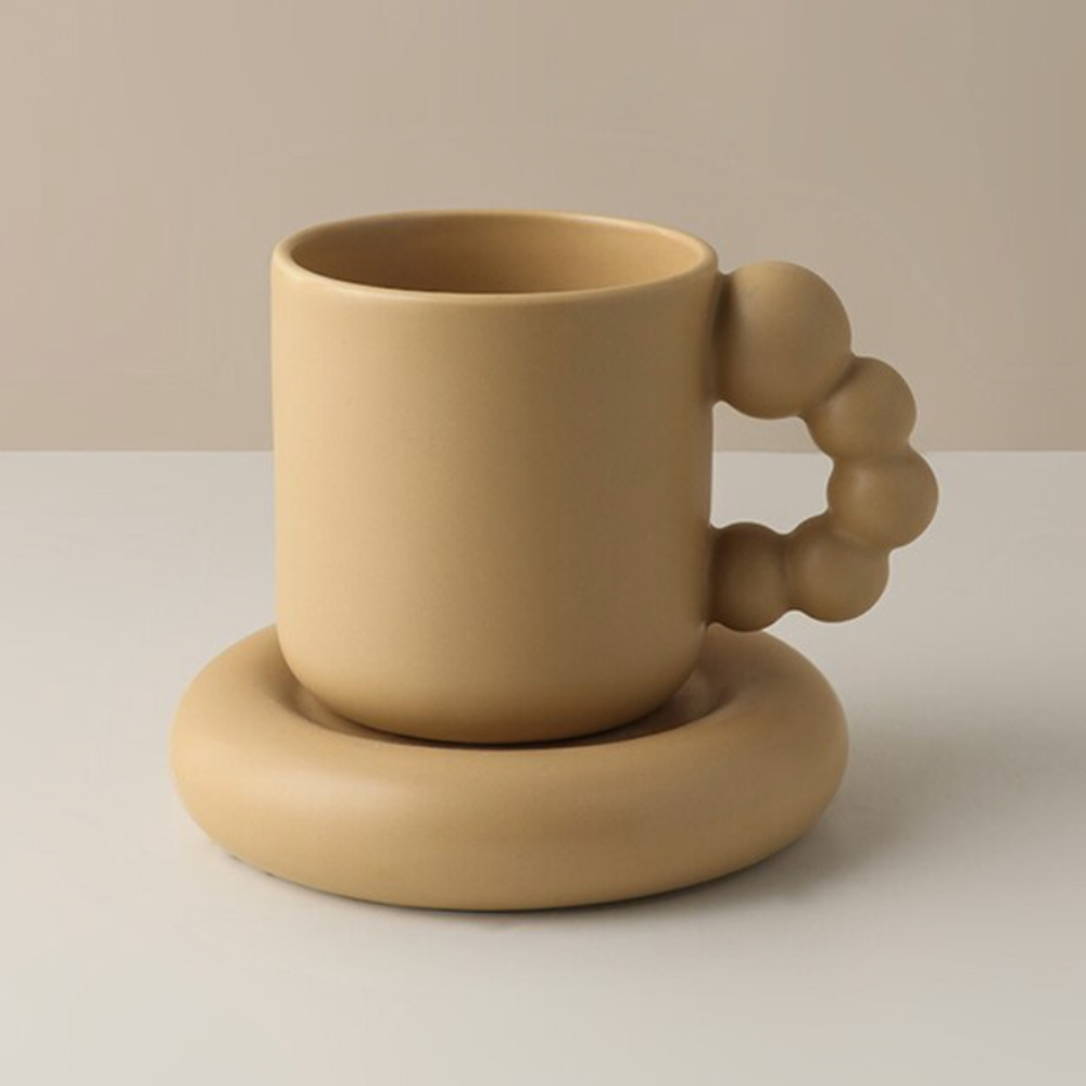 Creative Handmade Rotating Ball Handle Mug, Cream