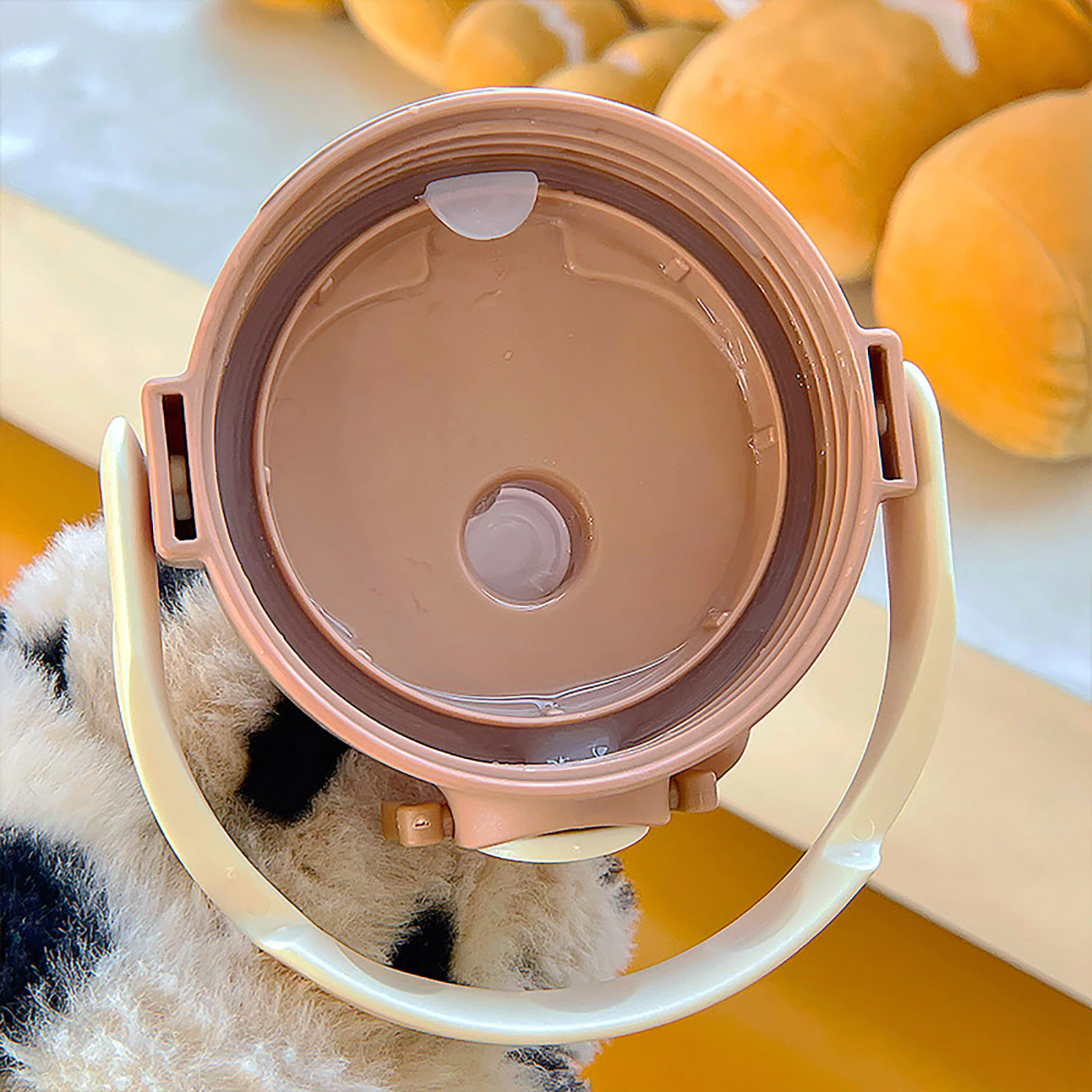 Large Capacity Cartoon Bear Plastic Sippy Cup, Brown - Image 5