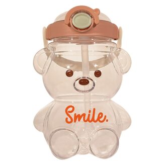 Large Capacity Cartoon Bear Plastic Sippy Cup, Brown