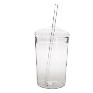 Transparent Glass Tumbler, Glass Cup With Lid and Straw