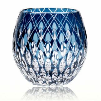 Crystal Edo Kiriko Craft Wine Glass, Blue