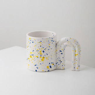 Creative Door Handle Design Handmade Big Ceramic Mugs, White