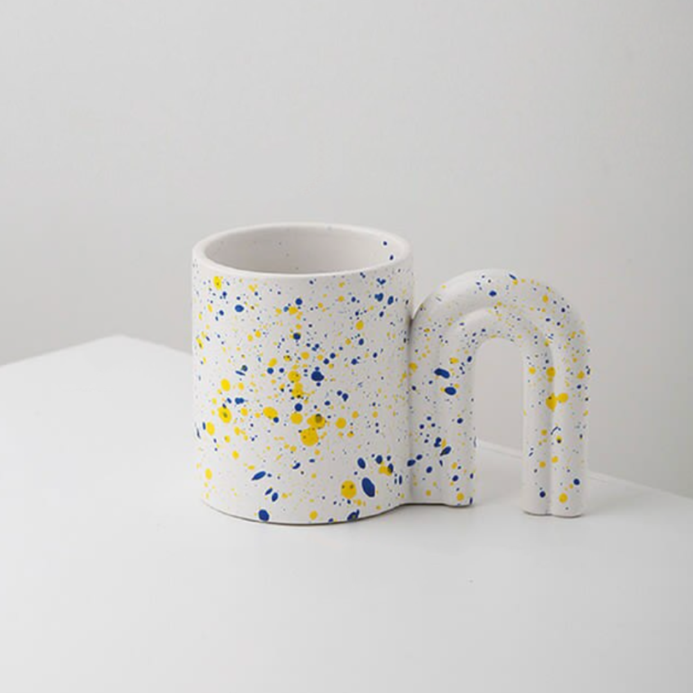 Creative Door Handle Design Handmade Big Ceramic Mugs, White