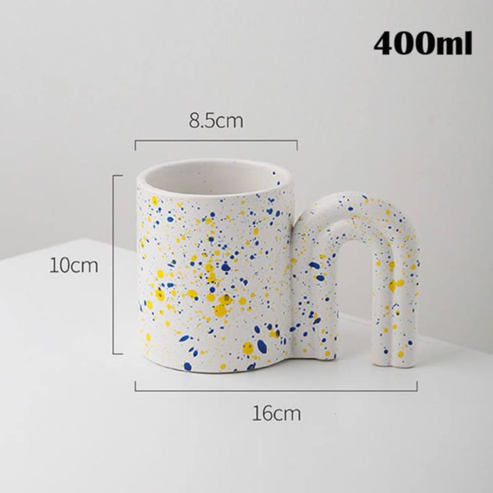 Creative Door Handle Design Handmade Big Ceramic Mugs, White - Image 2