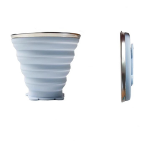 Folding Cup Telescopic Silicone Water Bottle, Light Blue