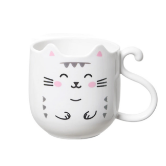 Cartoon Mouthwash Cup Cute Cat Shaped, White