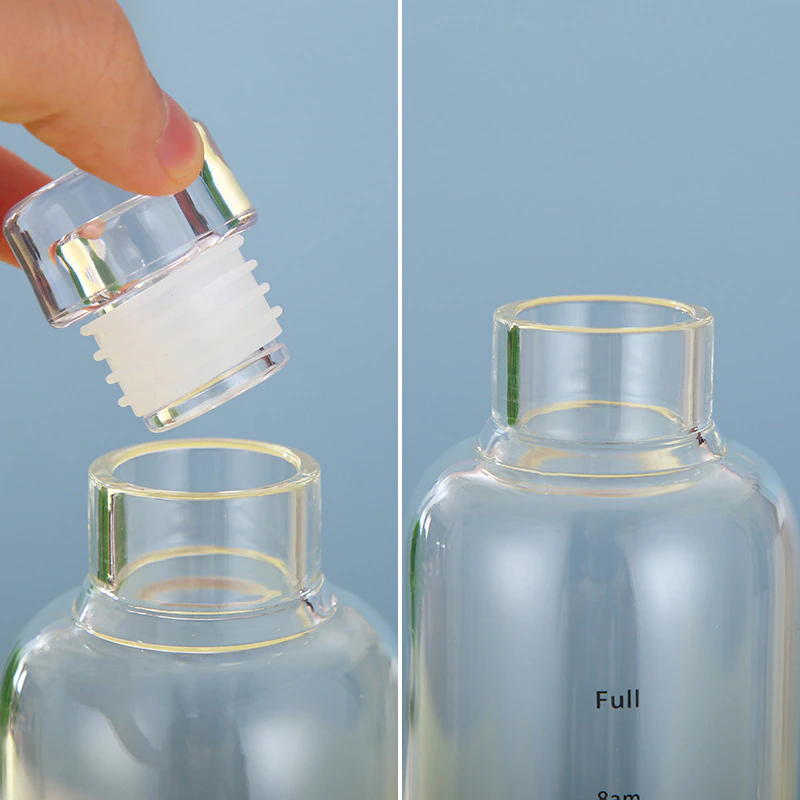 Large Capacity Glass Water Bottle With Time Marker Cover - Image 4