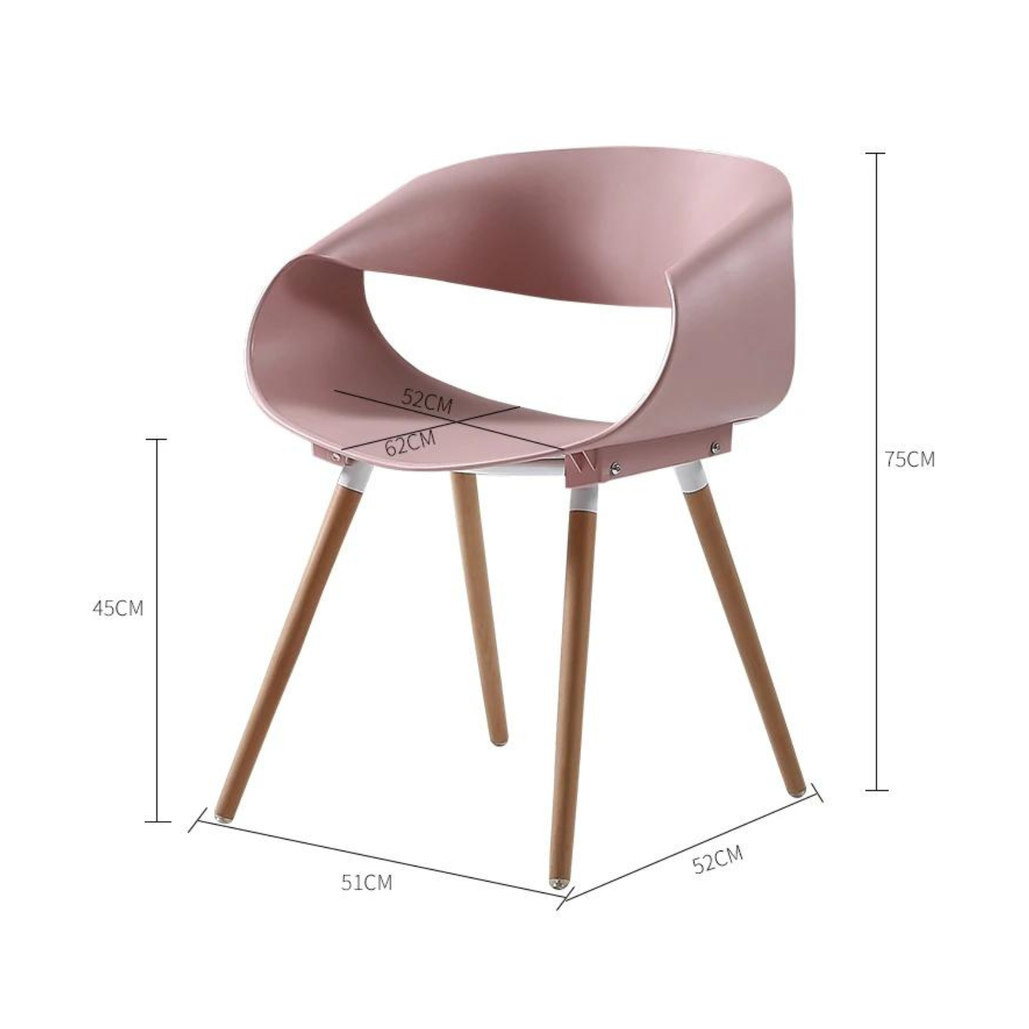 Nordic Armchair Creative Kitchen Dining Chairs Pink - Image 2