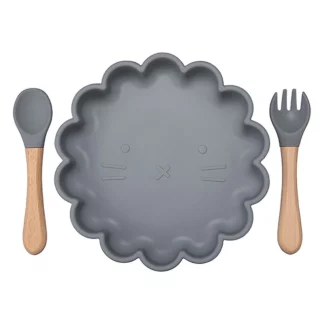 3Pcs/Set Cartoon Lions Silicone Waterproof Non-Slip Baby Feeding Set