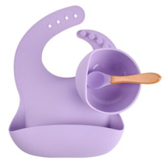 Baby Silicone Bowl Bibs Set Non-slip Children's Suction Plate