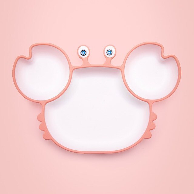 Cute Crab Baby Dishplates Silicone Suction Plate