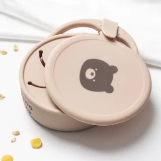 Brown Bear Baby Silicone Anti-spray Portable Snack Bowl with Lid