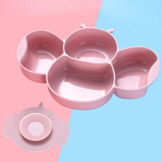 Cartoon Bee Shape Baby Feeding Plate Baby Sucker Bowl Tableware Sets
