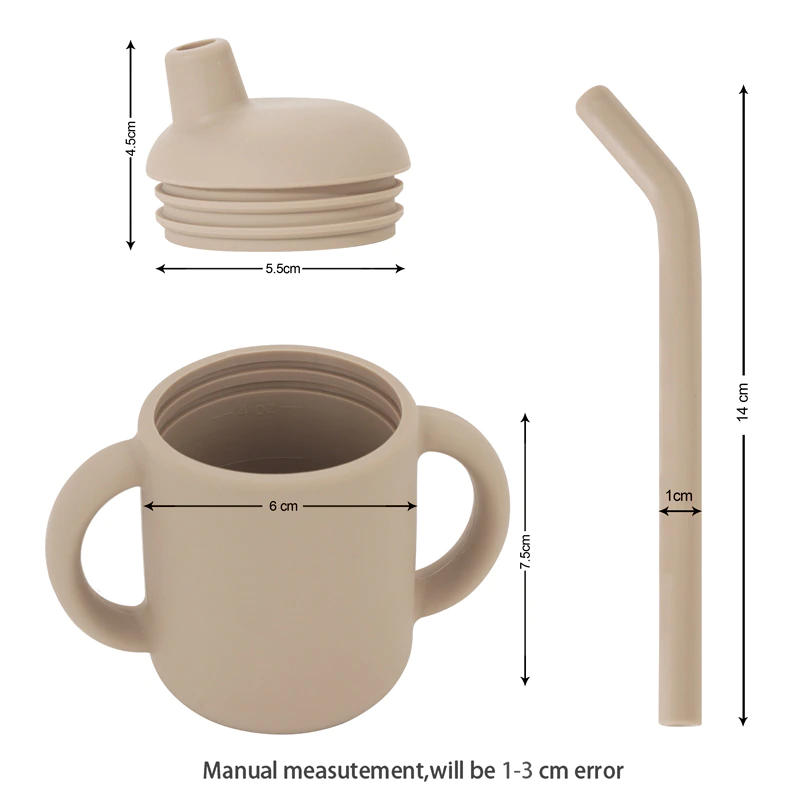 Taupe Portable Baby Learning Silicone Cups - Image 2