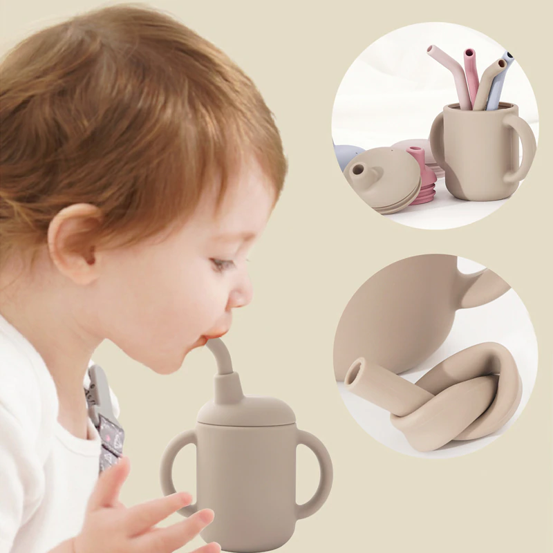 Taupe Portable Baby Learning Silicone Cups - Image 3