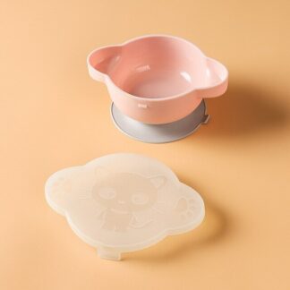 Baby Pink Silicone Anti-Fall Suction Bowl