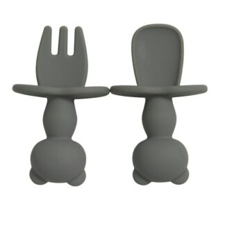 2Pcs Soft Silicone BPA-Free Baby Training Fork Spoon Set