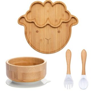 4pcs/Set Bamboo Children's Dinnerware Suction Safe
