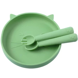 3Pcs Baby Soft Silicone Sucker Plate Spoon Fork Sets