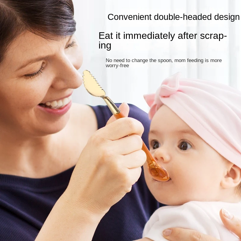 Double Sided Soft Silicone Baby Food Feeding Scraping Spoon - Image 2