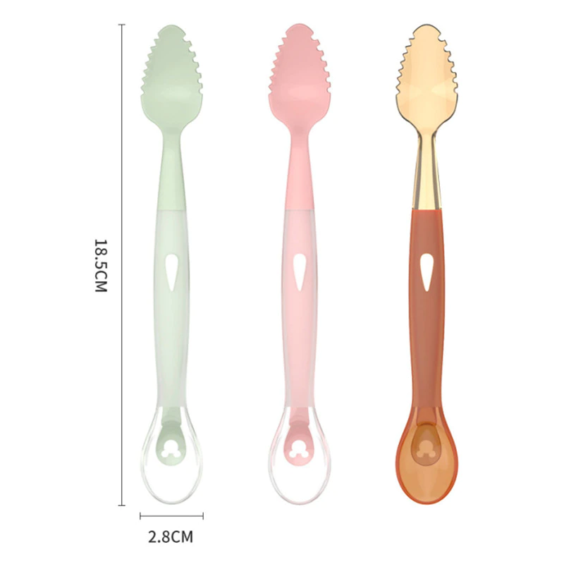 Double Sided Soft Silicone Baby Food Feeding Scraping Spoon - Image 3