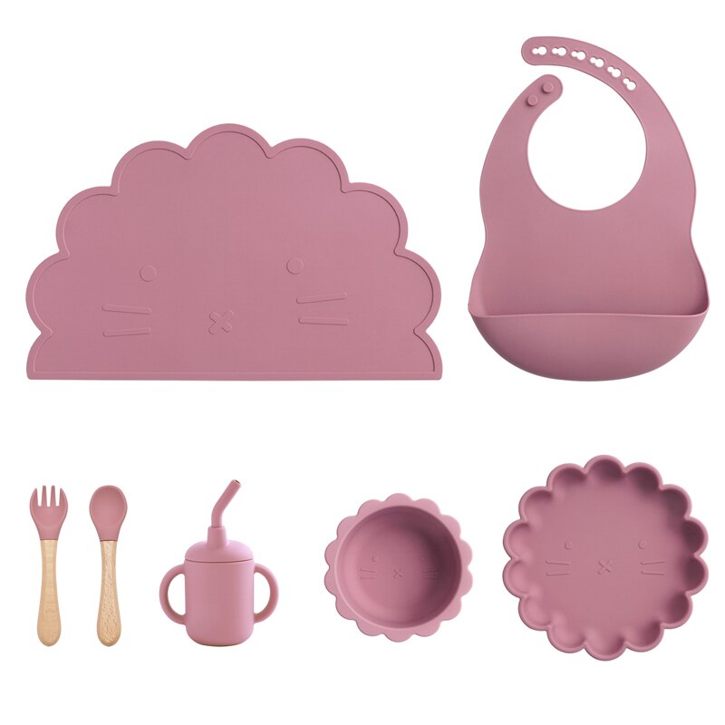 7PCS/Set Baby Silicone Non-slip Dinnerware Set